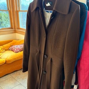 J. Crew Brown Doublecloth Wool Coat with Self Tie Belt Size 4